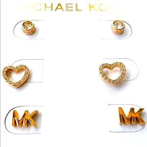 New Michael Michael Kors LOGO  Stud 3 Pair Set Earrings